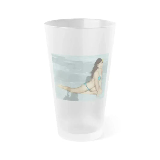Bettie Page #591 (Vintage Female Icon) Frosted Pint Glass 16oz 16oz Frosted - Go Mug Yourself