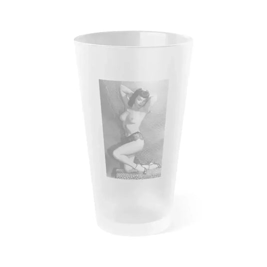Bettie Page #598 (Vintage Female Icon) Frosted Pint Glass 16oz 16oz Frosted - Go Mug Yourself