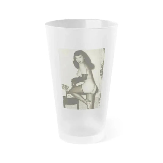 Bettie Page #602 (Vintage Female Icon) Frosted Pint Glass 16oz 16oz Frosted - Go Mug Yourself