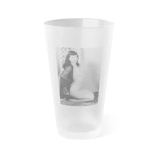 Bettie Page #604 (Vintage Female Icon) Frosted Pint Glass 16oz 16oz Frosted - Go Mug Yourself