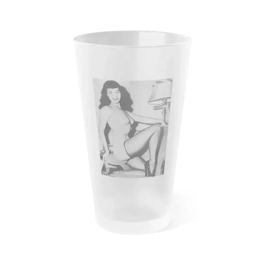 Bettie Page #605 (Vintage Female Icon) Frosted Pint Glass 16oz 16oz Frosted - Go Mug Yourself