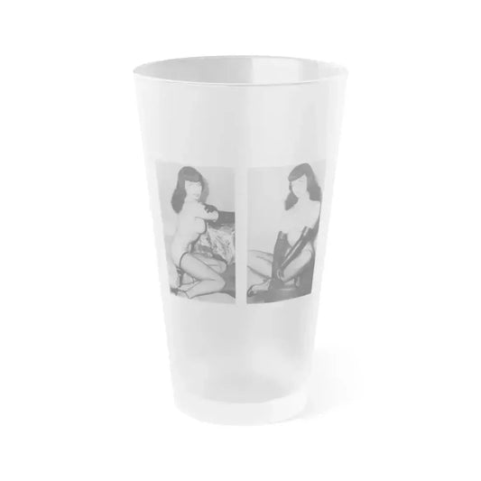 Bettie Page #607 (Vintage Female Icon) Frosted Pint Glass 16oz 16oz Frosted - Go Mug Yourself