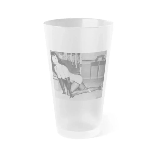 Bettie Page #608 (Vintage Female Icon) Frosted Pint Glass 16oz 16oz Frosted - Go Mug Yourself
