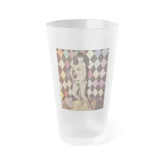 Bettie Page #61 (Vintage Female Icon) Frosted Pint Glass 16oz 16oz Frosted - Go Mug Yourself