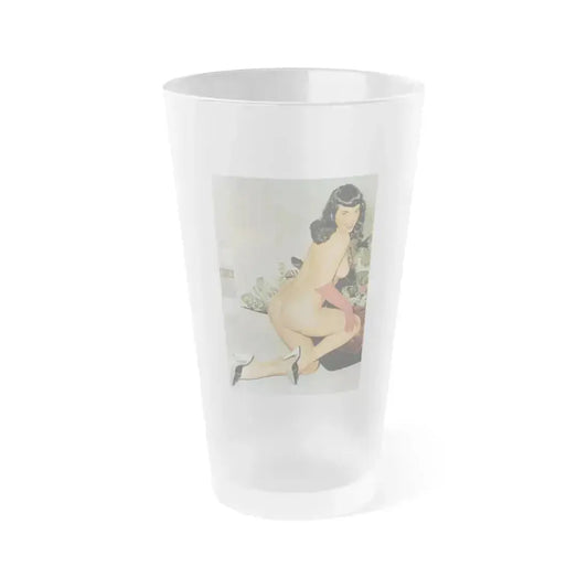 Bettie Page #610 (Vintage Female Icon) Frosted Pint Glass 16oz 16oz Frosted - Go Mug Yourself