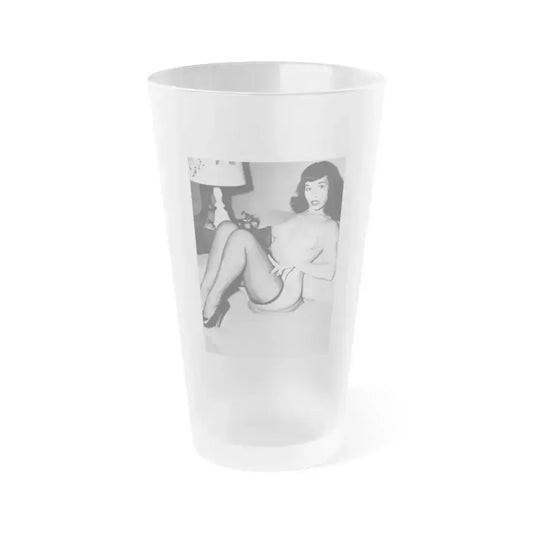 Bettie Page #612 (Vintage Female Icon) Frosted Pint Glass 16oz 16oz Frosted - Go Mug Yourself