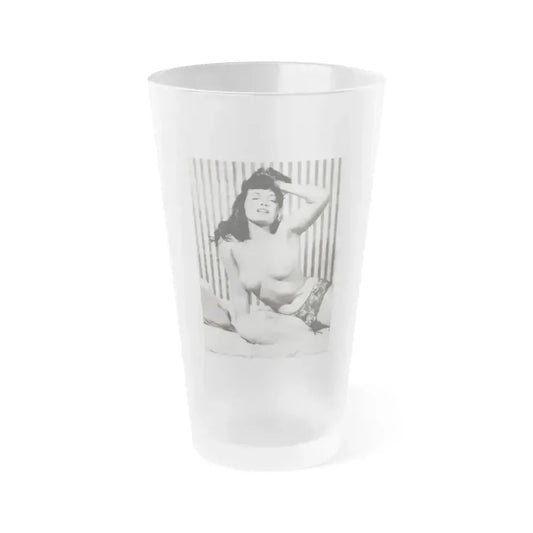 Bettie Page #614 (Vintage Female Icon) Frosted Pint Glass 16oz 16oz Frosted - Go Mug Yourself