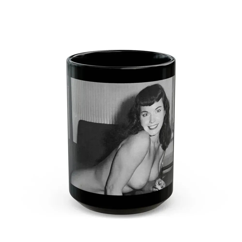 Bettie Page #616 (Vintage Female Icon) Black Coffee Mug 15oz - Go Mug Yourself