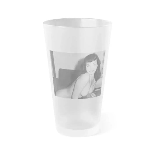 Bettie Page #616 (Vintage Female Icon) Frosted Pint Glass 16oz 16oz Frosted - Go Mug Yourself