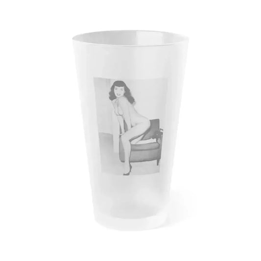 Bettie Page #617 (Vintage Female Icon) Frosted Pint Glass 16oz 16oz Frosted - Go Mug Yourself