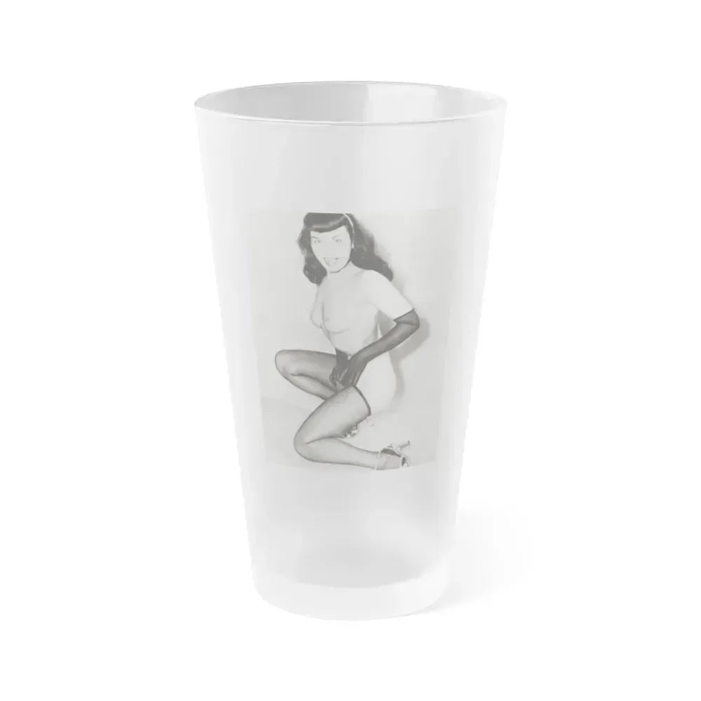 Bettie Page #618 (Vintage Female Icon) Frosted Pint Glass 16oz 16oz Frosted - Go Mug Yourself