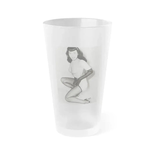 Bettie Page #618 (Vintage Female Icon) Frosted Pint Glass 16oz 16oz Frosted - Go Mug Yourself