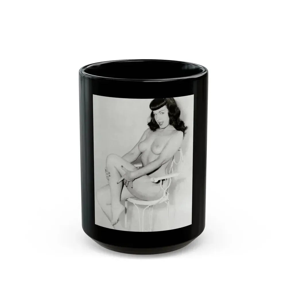 Bettie Page #620 (Vintage Female Icon) Black Coffee Mug 15oz - Go Mug Yourself
