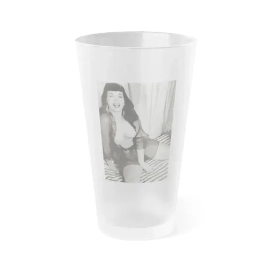 Bettie Page #623 (Vintage Female Icon) Frosted Pint Glass 16oz 16oz Frosted - Go Mug Yourself