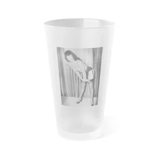 Bettie Page #628 (Vintage Female Icon) Frosted Pint Glass 16oz 16oz Frosted - Go Mug Yourself