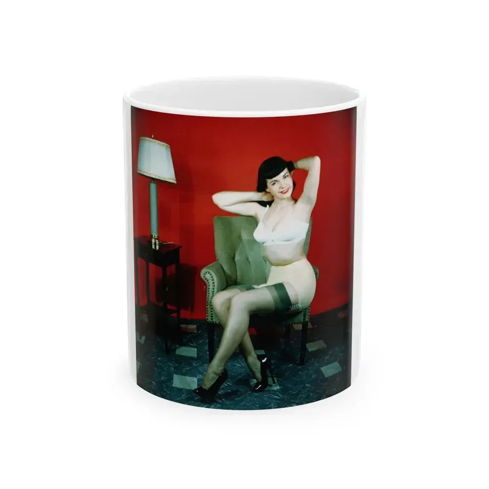 Bettie Page #63 (Vintage Female Icon) White Coffee Mug 11oz - Go Mug Yourself