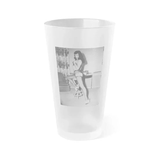 Bettie Page #630 (Vintage Female Icon) Frosted Pint Glass 16oz 16oz Frosted - Go Mug Yourself