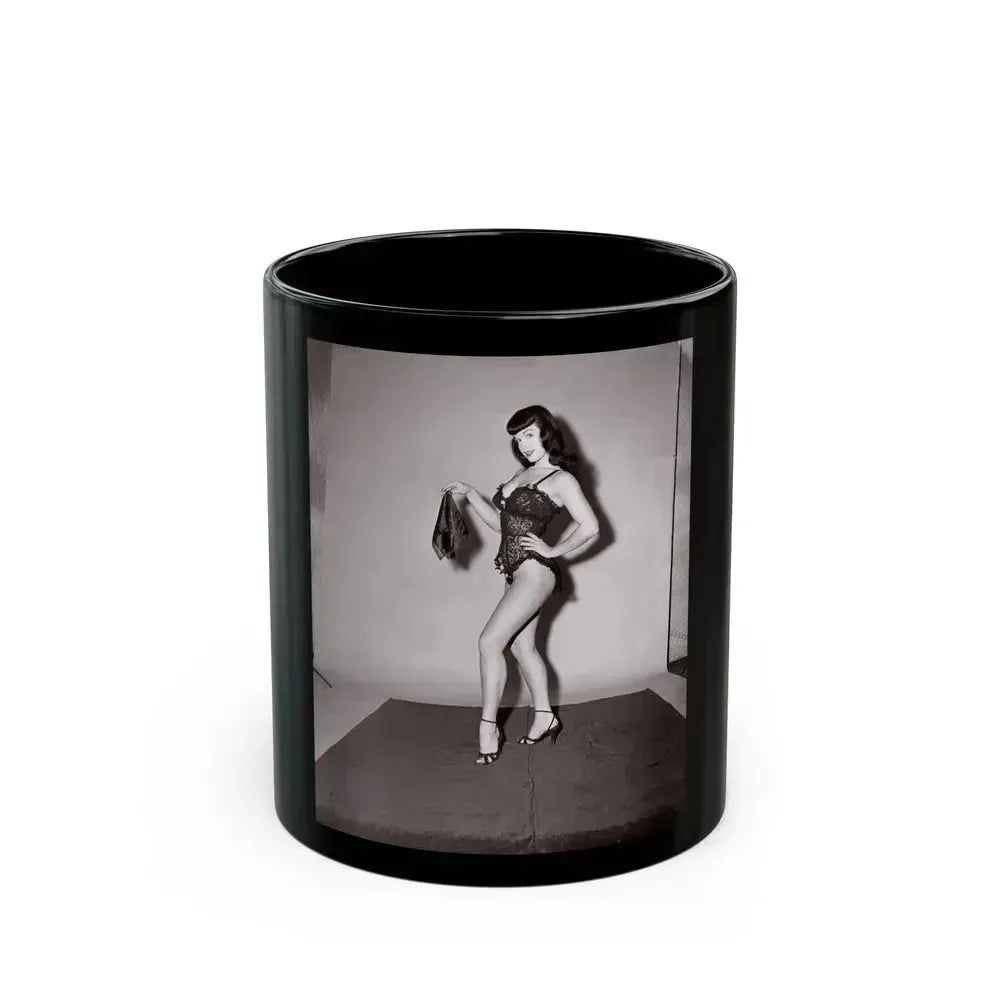 Bettie Page #631 (Vintage Female Icon) Black Coffee Mug 11oz - Go Mug Yourself