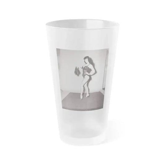 Bettie Page #631 (Vintage Female Icon) Frosted Pint Glass 16oz 16oz Frosted - Go Mug Yourself