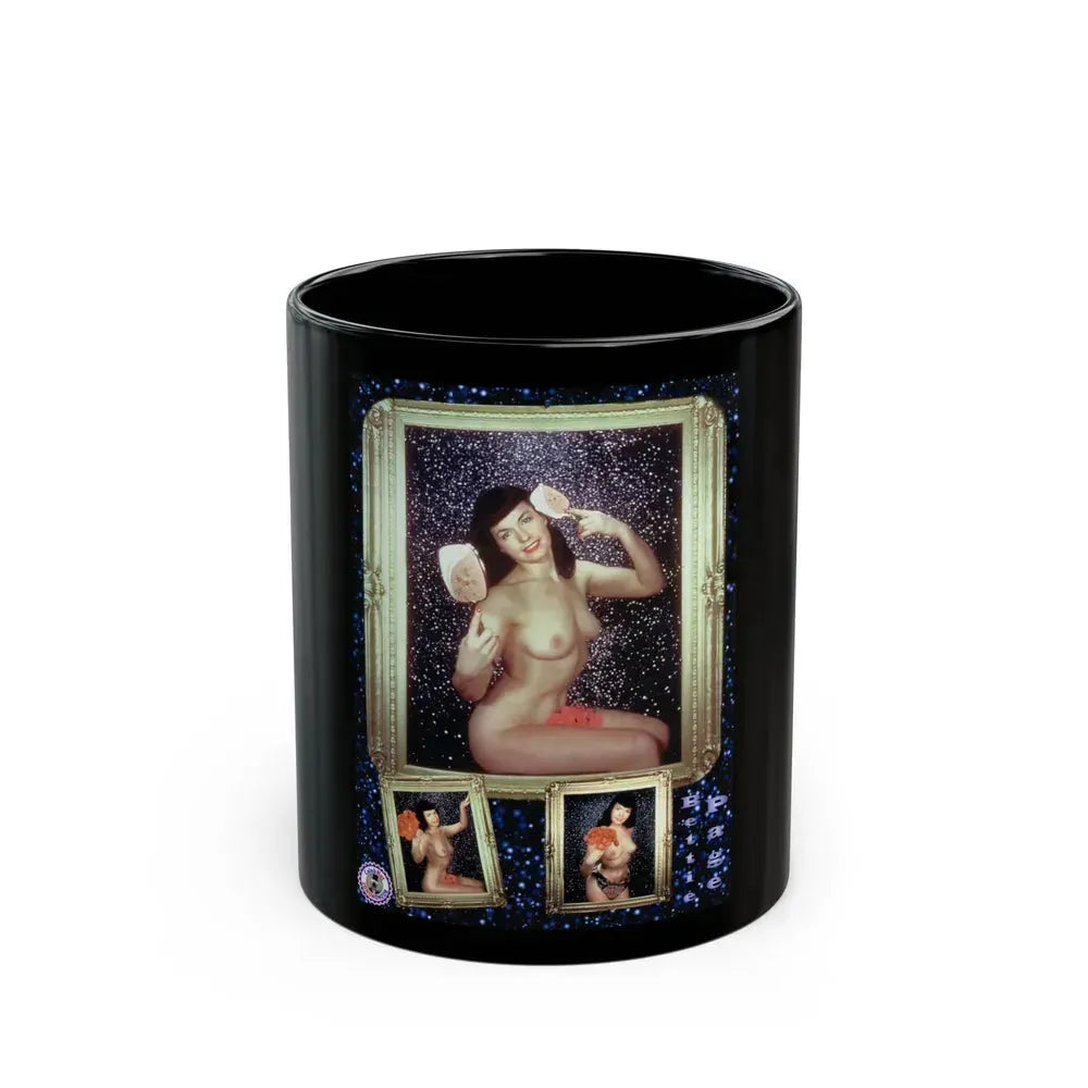 Bettie Page #640 (Vintage Female Icon) Black Coffee Mug 11oz - Go Mug Yourself