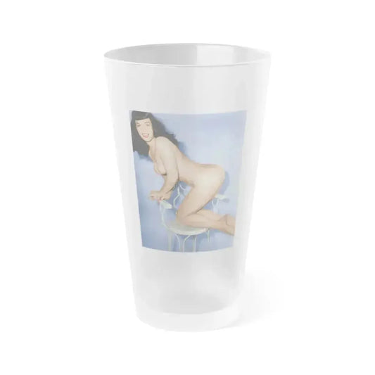 Bettie Page #65 (Vintage Female Icon) Frosted Pint Glass 16oz 16oz Frosted - Go Mug Yourself