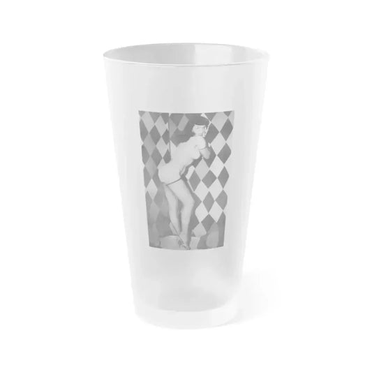 Bettie Page #652 (Vintage Female Icon) Frosted Pint Glass 16oz 16oz Frosted - Go Mug Yourself