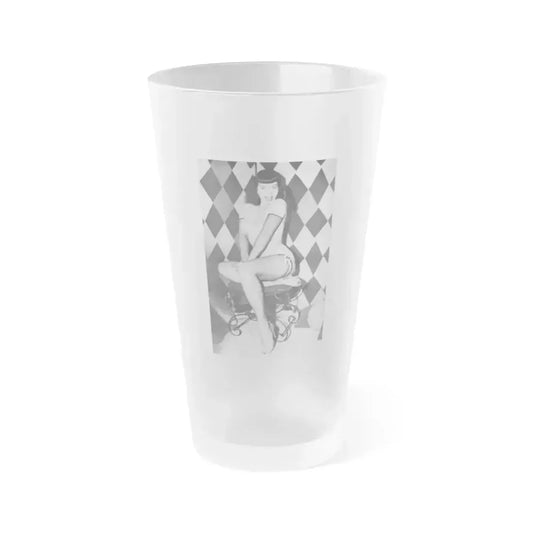 Bettie Page #655 (Vintage Female Icon) Frosted Pint Glass 16oz 16oz Frosted - Go Mug Yourself