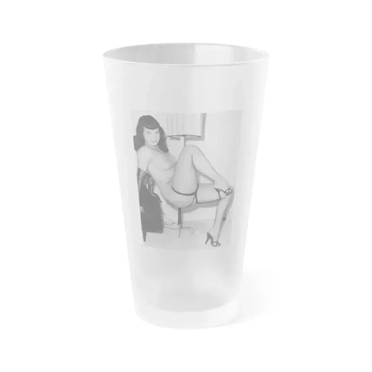 Bettie Page #657 (Vintage Female Icon) Frosted Pint Glass 16oz 16oz Frosted - Go Mug Yourself