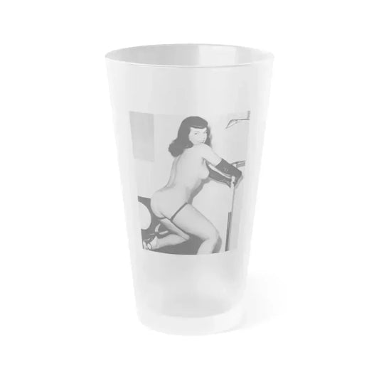 Bettie Page #658 (Vintage Female Icon) Frosted Pint Glass 16oz 16oz Frosted - Go Mug Yourself