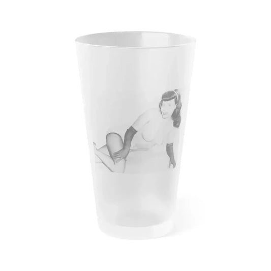 Bettie Page #663 (Vintage Female Icon) Frosted Pint Glass 16oz 16oz Frosted - Go Mug Yourself