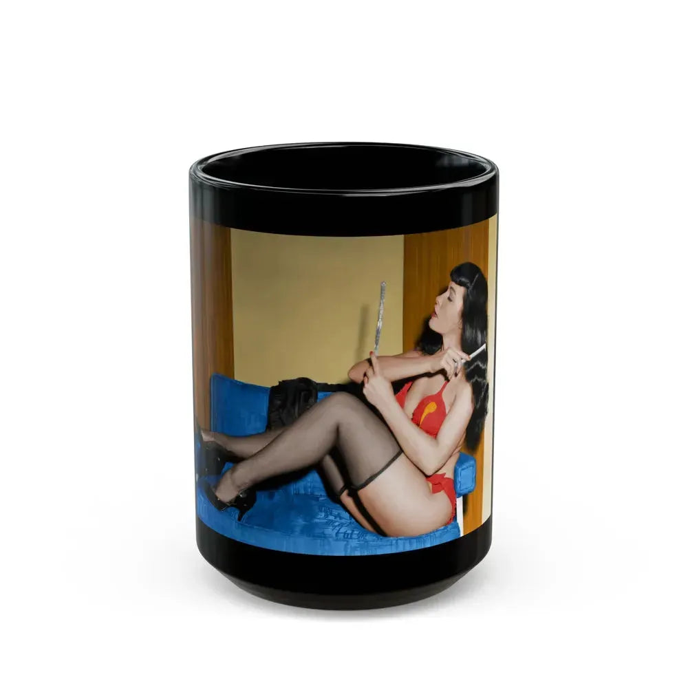 Bettie Page #67 (Vintage Female Icon) Black Coffee Mug 15oz - Go Mug Yourself