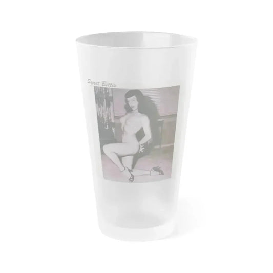 Bettie Page #71 (Vintage Female Icon) Frosted Pint Glass 16oz 16oz Frosted - Go Mug Yourself