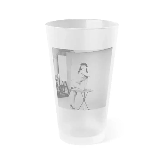 Bettie Page #72 (Vintage Female Icon) Frosted Pint Glass 16oz 16oz Frosted - Go Mug Yourself