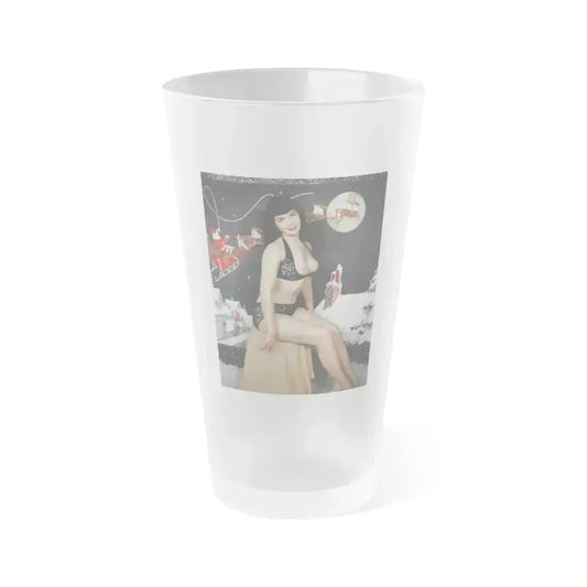 Bettie Page #721 (Vintage Female Icon) Frosted Pint Glass 16oz 16oz Frosted - Go Mug Yourself