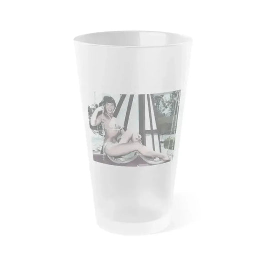 Bettie Page #722 (Vintage Female Icon) Frosted Pint Glass 16oz 16oz Frosted - Go Mug Yourself