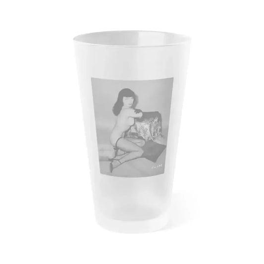 Bettie Page #73 (Vintage Female Icon) Frosted Pint Glass 16oz 16oz Frosted - Go Mug Yourself