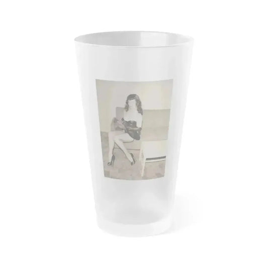 Bettie Page #75 (Vintage Female Icon) Frosted Pint Glass 16oz 16oz Frosted - Go Mug Yourself