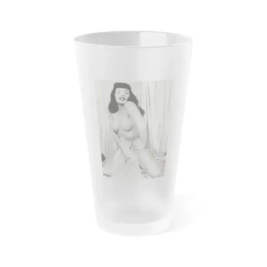 Bettie Page #755 (Vintage Female Icon) Frosted Pint Glass 16oz 16oz Frosted - Go Mug Yourself