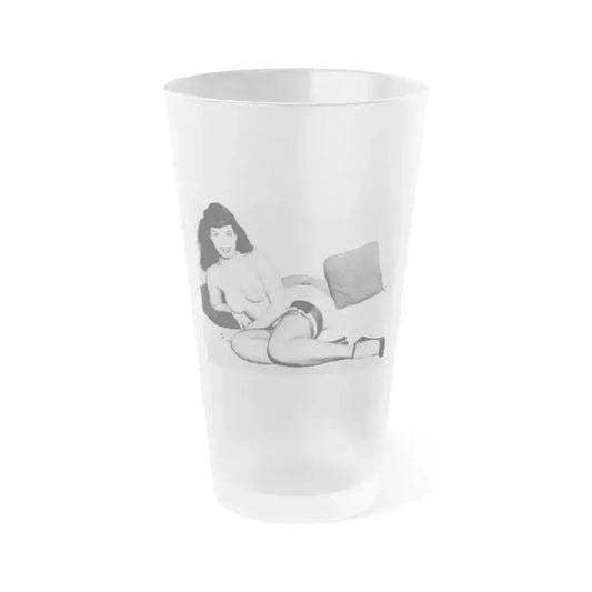 Bettie Page #766 (Vintage Female Icon) Frosted Pint Glass 16oz 16oz Frosted - Go Mug Yourself