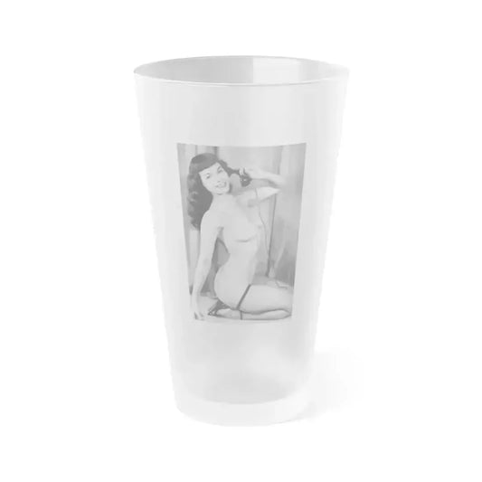 Bettie Page #781 (Vintage Female Icon) Frosted Pint Glass 16oz 16oz Frosted - Go Mug Yourself