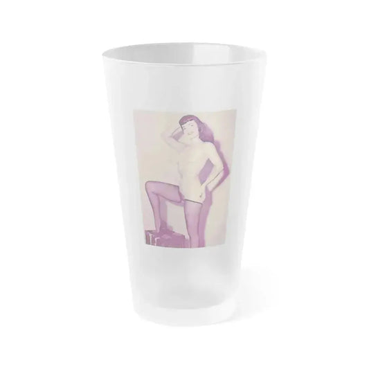 Bettie Page #785 (Vintage Female Icon) Frosted Pint Glass 16oz 16oz Frosted - Go Mug Yourself