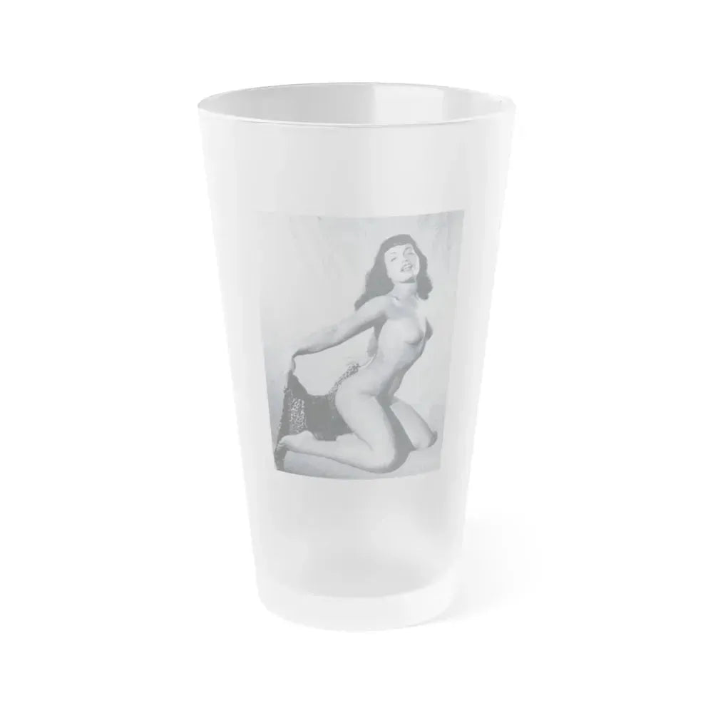 Bettie Page #792 (Vintage Female Icon) Frosted Pint Glass 16oz 16oz Frosted - Go Mug Yourself