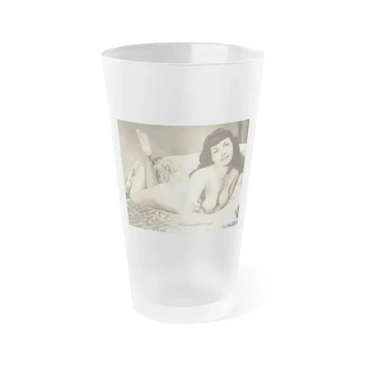 Bettie Page #810 (Vintage Female Icon) Frosted Pint Glass 16oz 16oz Frosted - Go Mug Yourself