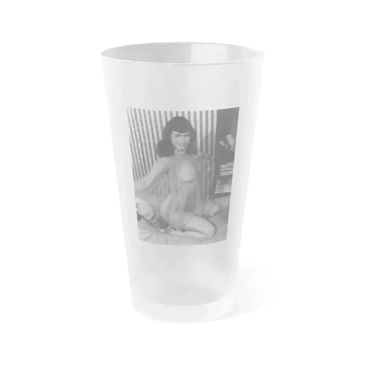 Bettie Page #821 (Vintage Female Icon) Frosted Pint Glass 16oz 16oz Frosted - Go Mug Yourself