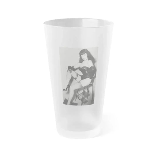 Bettie Page #822 (Vintage Female Icon) Frosted Pint Glass 16oz 16oz Frosted - Go Mug Yourself