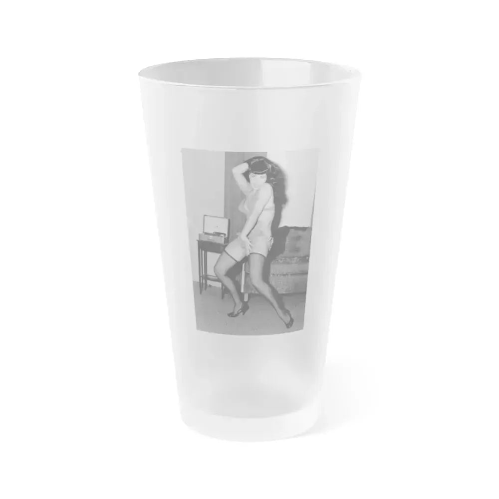 Bettie Page #841 (Vintage Female Icon) Frosted Pint Glass 16oz 16oz Frosted - Go Mug Yourself