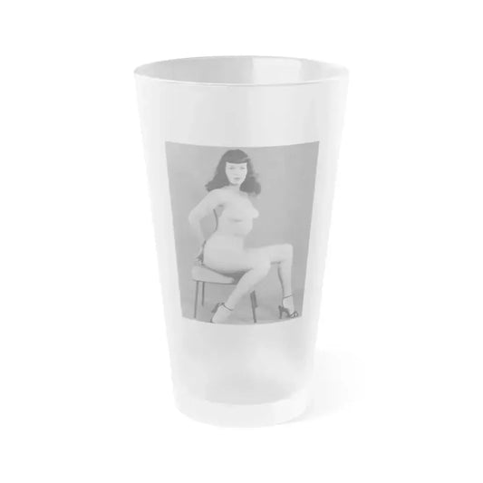 Bettie Page #842 (Vintage Female Icon) Frosted Pint Glass 16oz 16oz Frosted - Go Mug Yourself
