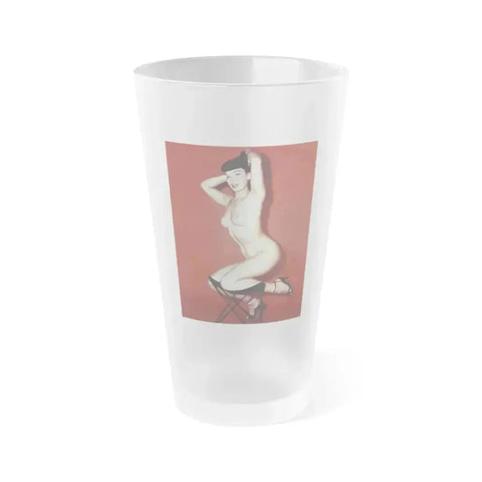 Bettie Page #843 (Vintage Female Icon) Frosted Pint Glass 16oz 16oz Frosted - Go Mug Yourself