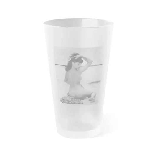 Bettie Page #860 (Vintage Female Icon) Frosted Pint Glass 16oz 16oz Frosted - Go Mug Yourself