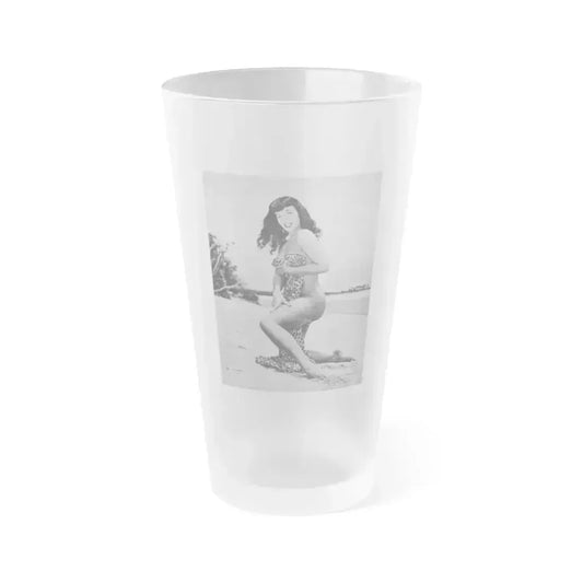 Bettie Page #861 (Vintage Female Icon) Frosted Pint Glass 16oz 16oz Frosted - Go Mug Yourself